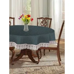 Dakshya Industries Grey & Black Checked Embellished Waterproof Round Shaped Table Cover-picture-34