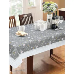Dakshya Industries Grey & White Floral Printed PVC 6-Seater Table Cover-picture-35