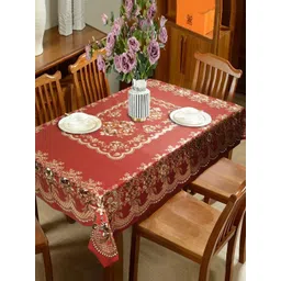 Dakshya Industries Maroon & White Floral Waterproof 6-Seater Table Cover-picture-18