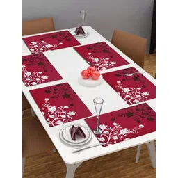 Dakshya Industries Purple & Black 6 Pieces Floral Printed Rectangular Table Placemats-picture-23