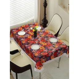 Dakshya Industries Red Floral Printed Waterproof Plastic 6-Seater Table Cover-picture-22