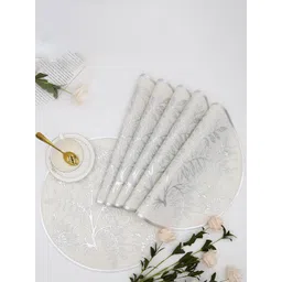 Dakshya Industries Silver Toned 6 Pieces Floral Design Rectangle Table Placemats-picture-12