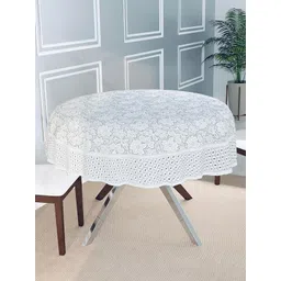 Dakshya Industries White Floral Round 8 Seater Table Cover-picture-32