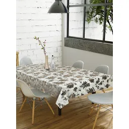 Dakshya Industries White Floral Waterproof Plastic 6-Seater Table Cover-picture-17