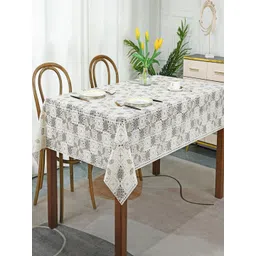 Dakshya Industries White Floral Waterproof Plastic 6-Seater Table Cover-picture-14