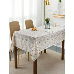 Dakshya Industries White Floral Waterproof Plastic 6-Seater Table Cover-picture-16