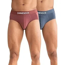 damensch Deo-Cotton Tonal Solid Brief -Pack of 2 - Marsala (Rusty Red), Blue Stone (Marble Blue) - Small-picture-24