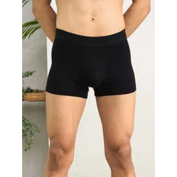DaMENSCH Men Black DEO-SOFT Anti Bacterial Micro Modal Solid Trunks DAM-1-T-WB image 1