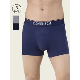 DAMENSCH Men Pack Of 3 Solid Deo-Cotton Anti-Bacterial Moisture-Free Trunks-picture-37