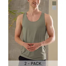 DAMENSCH Men Solid Pack Of 2 Basic Sleeveless Innerwear Vests-picture-10