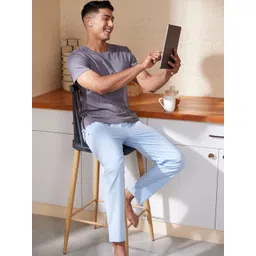 DAMENSCH Men Stretchable Cotton Tapered Fit Lounge Pants-picture-14