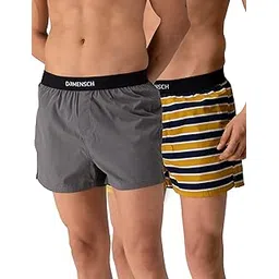damensch Men's Regular Fit Cotton Breeeze Ultra Light Inner Boxers - Las Grey,Bali Mustard-S (Pack of 2)-picture-23