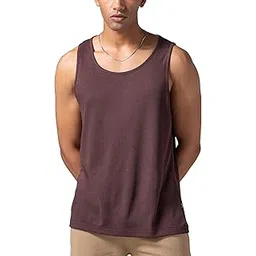 DAMENSCH Relaxed Fit Cotton Rich Blend Waffle Texture Anti- Bacterial Super Premium Solid Tank Top Gym T shirts for Men Pack of 1-picture-53