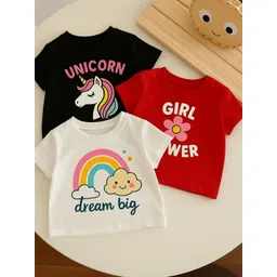 DAMN GUD DG Girls Pack of 3 Printed T-shirts-picture-12