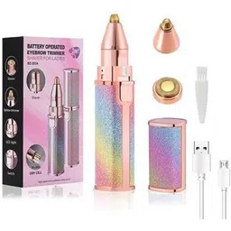DandT Face and eyebrow womens Portable 2 In 1 Eyebrow Remover and Painless Hair Remover Trimmer for women Face, Lips, Nose Hair Removal Electric Trimmer with Light Runtime: 50 min Trimmer for Women (Rose Gold) Cordless Epilator-picture-13