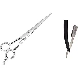 Danial Professional Salon Barber Hair Cutting Scissors And Folding Razor Scissor For Men And Women, Silver Combo Of 2-picture-22