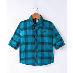 Dapper Dudes Full Sleeves Checked Shirt - Peacock Blue-picture-28
