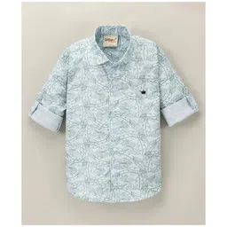 Dapper Dudes Full Sleeves Leaves Printed Shirt - Green-picture-17