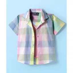 Dapper Dudes Half Sleeves Buffalo Checked Shirt With Attached Tee - Pink-picture-30