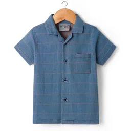 Dapper Dudes Half Sleeves Checked Shirt - Navy Blue-picture-17