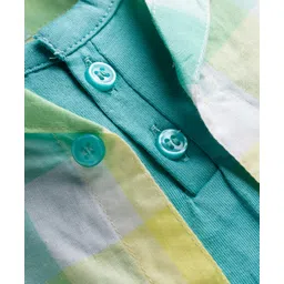 Dapper Dudes Half Sleeves Checked Shirt With Attached Tee - Green image 5