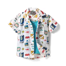 Dapper Dudes Half Sleeves Doodle Art Printed Shirt With Attached Tee - Blue-picture-23