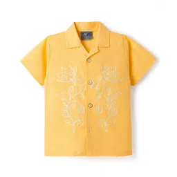 Dapper Dudes Half Sleeves Floral Embroidered Shirt - Yellow-picture-20