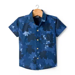 Dapper Dudes Half Sleeves Leaves Printed Shirt - Blue-picture-16