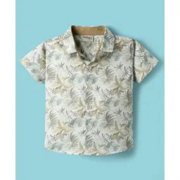 Dapper Dudes Half Sleeves Leaves Printed Shirt - Khaki-picture-15