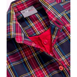 Dapper Dudes Half Sleeves Plaid Checked Shirt With Attached Tee - Red image 4