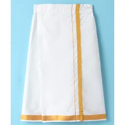 Dapper Dudes Half Sleeves Solid Shirt With Mundu & Angavastram Set - Khaki image 4