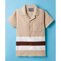 Dapper Dudes Half Sleeves Striped Shirt - Fawn-picture-34