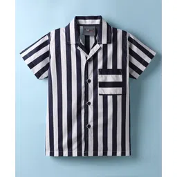 Dapper Dudes Half Sleeves Striped Shirt - Navy Blue-picture-23