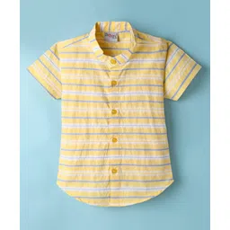Dapper Dudes Half Sleeves Striped Shirt - Yellow-picture-24