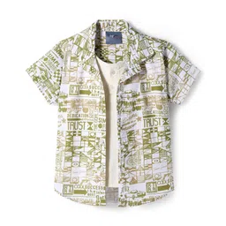 Dapper Dudes Half Sleeves Typography Printed Shirt With Attached Tee - Cream-picture-26