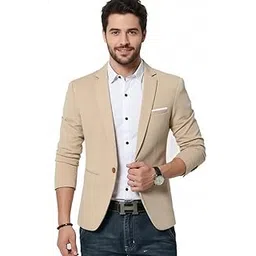 darbar in Men's Beige Blazer, Single Button, Formal Casual Wear, Slim Fit-picture-22