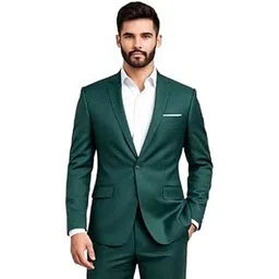 darbar in Men's Formal Blazer, Green, Single Button, Notch Lapel, Business Blazer-picture-14