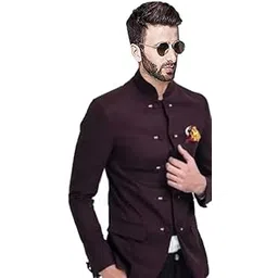 darbar in Solid Bandhgala Blazer for Men, Casual, Formal, Party, Festive & Wedding, Maroon-picture-37