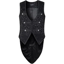 darcchic Mens Vest Waistcoat Tailcoat Black Damask Gothic Steampunk Victorian-picture-37