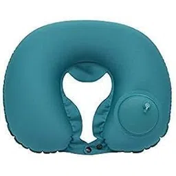 DARDRIS Portable Push Type Automatic Inflatable U-Shaped Pillow Neck Rest Travel Press Button Neck Pillow air Cushion for aieroplane Train car Reading Travelling Flocking Fabric (Multicolor)-picture-32