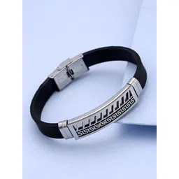 Dare by Voylla Men Black Silver-Plated Link Bracelet-picture-40