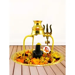 DARIDRA BHANJAN Black & Yellow Shivling With Lota & Kalash Stand-picture-39