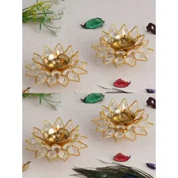 DARIDRA BHANJAN Gold-Toned 4 Pieces Crystals Diyas-picture-35