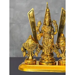 DARIDRA BHANJAN Gold-Toned & Black Shankh Chakra Balaji Religious Idol Showpiece-picture-11