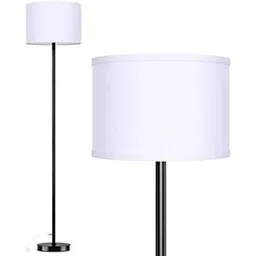 DARKROOM Light Wooden Base LED Modern Standing Floor Lamp (White Shade, Black, Pack of 1)-picture-17
