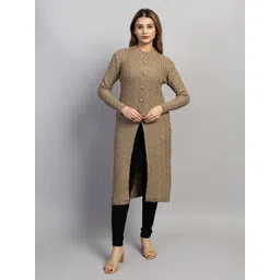 Dart Line Geometric Woven Design Longline Cardigan-picture-33