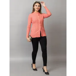 Dart Line Women Self Design Straight Cardigan Sweaters-picture-27