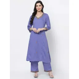 DART STUDIO Blue Embroidered Straight Kurta-picture-28