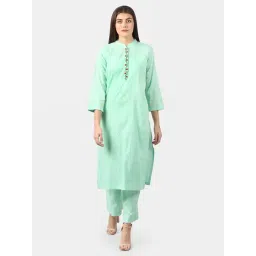 DART STUDIO Green Cotton Embroidered Straight Kurta-picture-42
