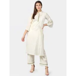 DART STUDIO White Cotton Embroidered Straight Kurta-picture-44